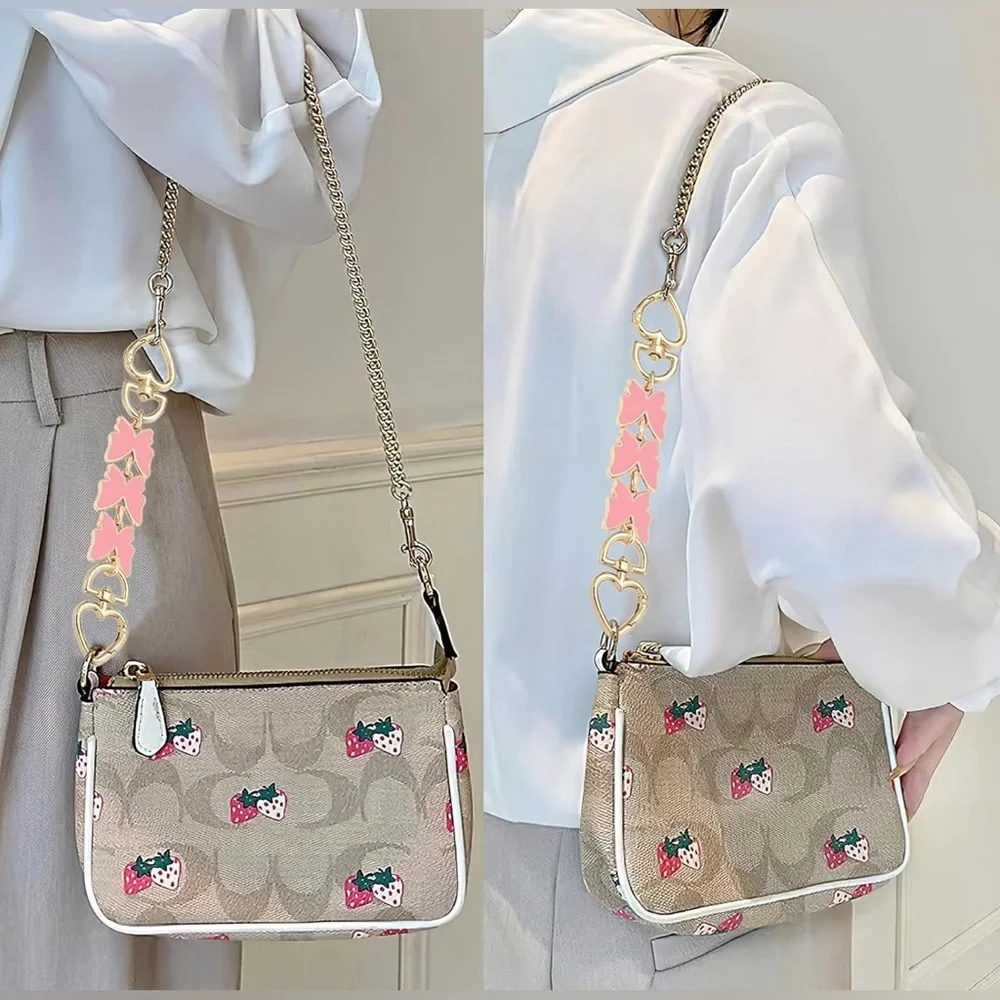 Cute Pink Butterfly Bag Chain, 4.7 Inches  Purse Strap Extender Purse Chain
